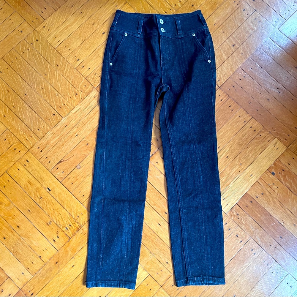 Anthro Pilcro Dark Blue High Rise Double Button Jeans